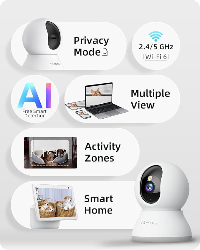 blurams 5G Cameras for Home Security, 2K Pet Camera (2Pack)