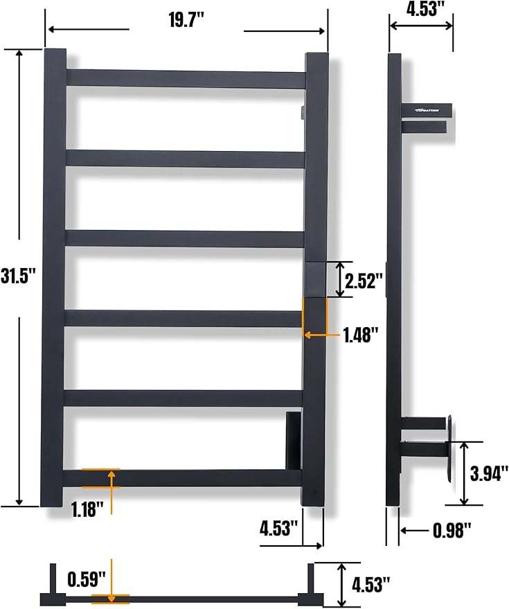 Smart Wireless Electric Towel Warmer | Blade Thin 6 Bar Design | Hardwired &