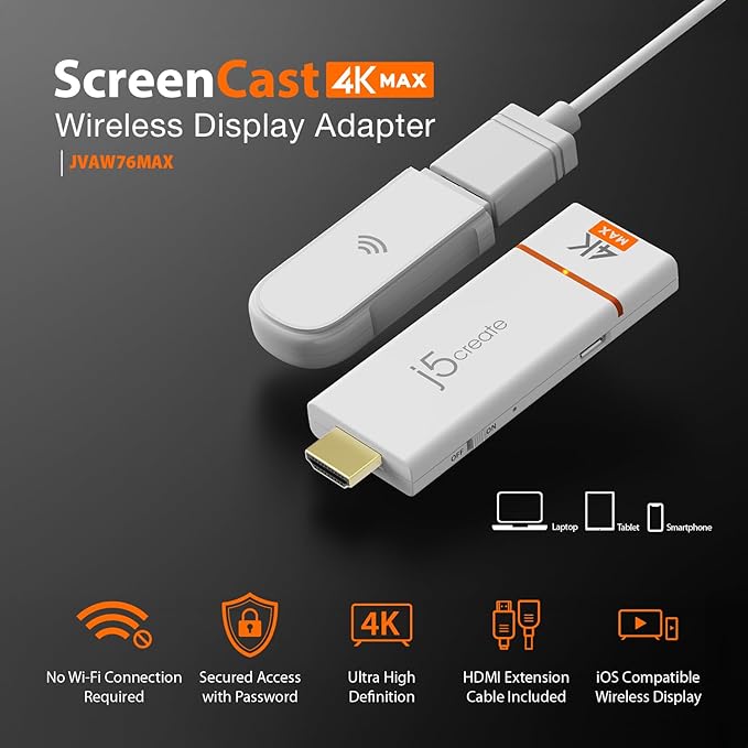 j5create ScreenCast 4K Max Wireless Display Adapter