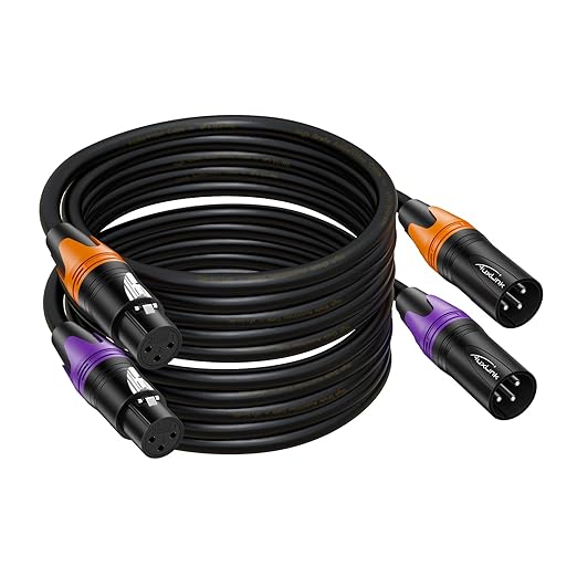 AuxLink XLR Cables, Banlaced XLR Cable Male to Female 75ft 2Pack Mic Cable