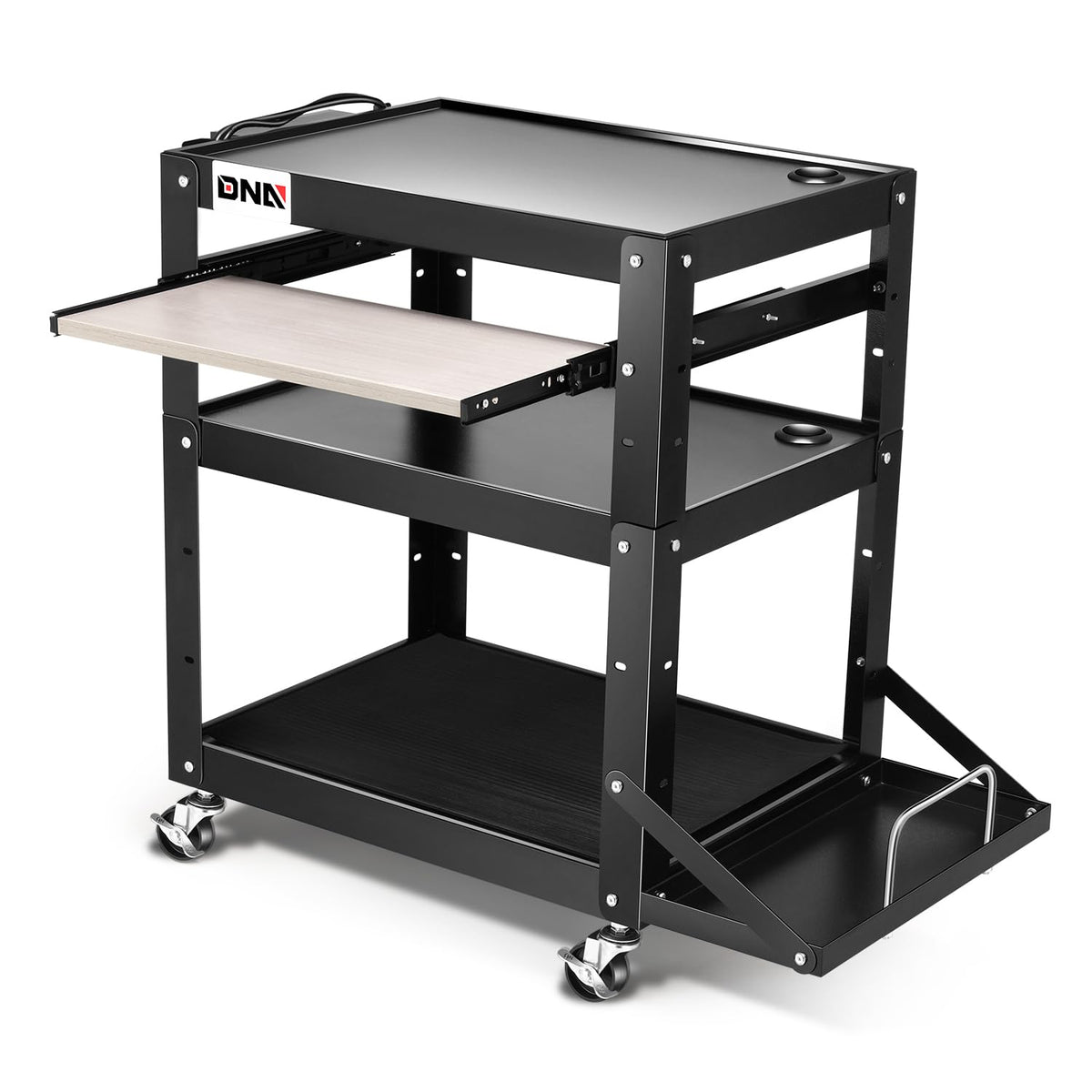 DNA Motoring Steel AV Cart 3-Layer Rolling Projector Utility Cart, 24" X...