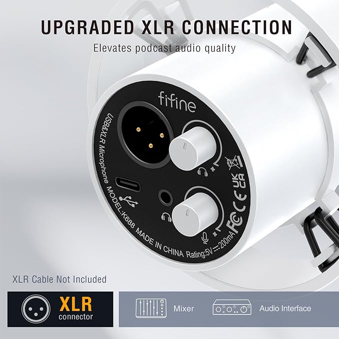 FIFINE Studio XLR Dynamic Microphone, USB PC Podcast Microphone