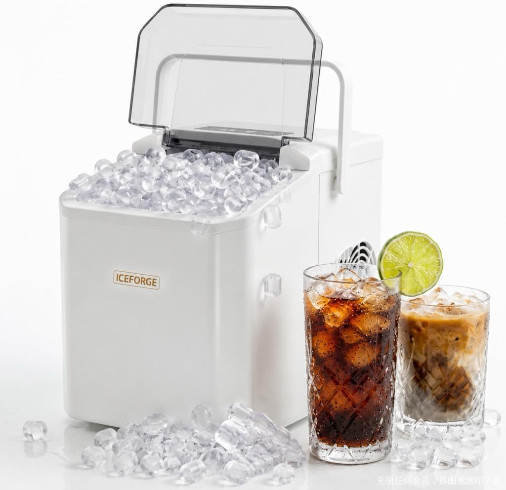 Portable ice Machine: with Handle, with Cleaning Function, with Basket and Spoon
