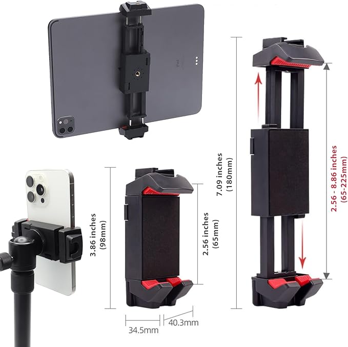 Kado Metal Portable Monitor Stand Tripod, 2-In-1 Phone/Tablet Clamp