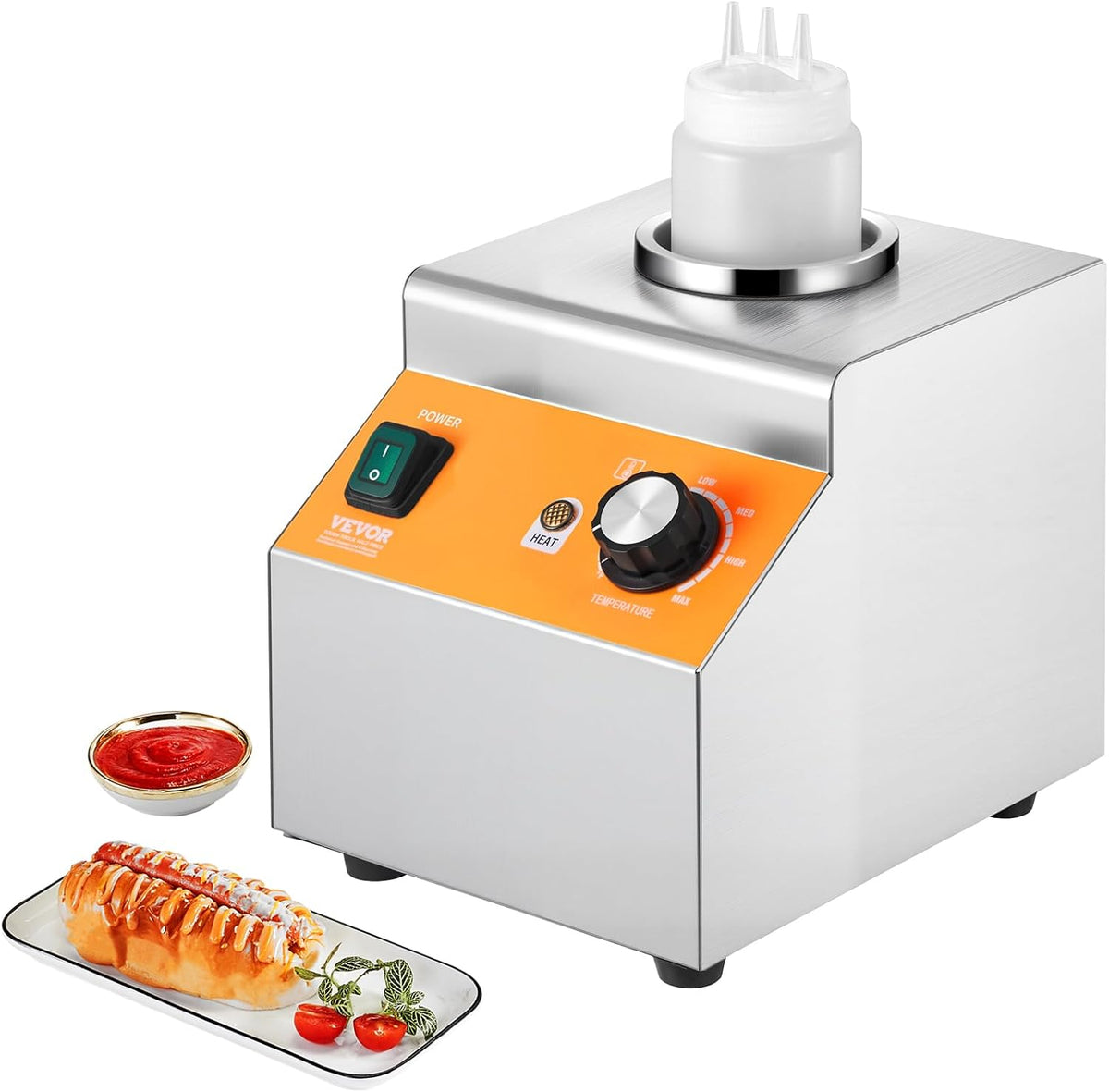VEVOR Electric Bottle Warmer with Bottle, 0.8L Commercial Cheese Dispenser, H...