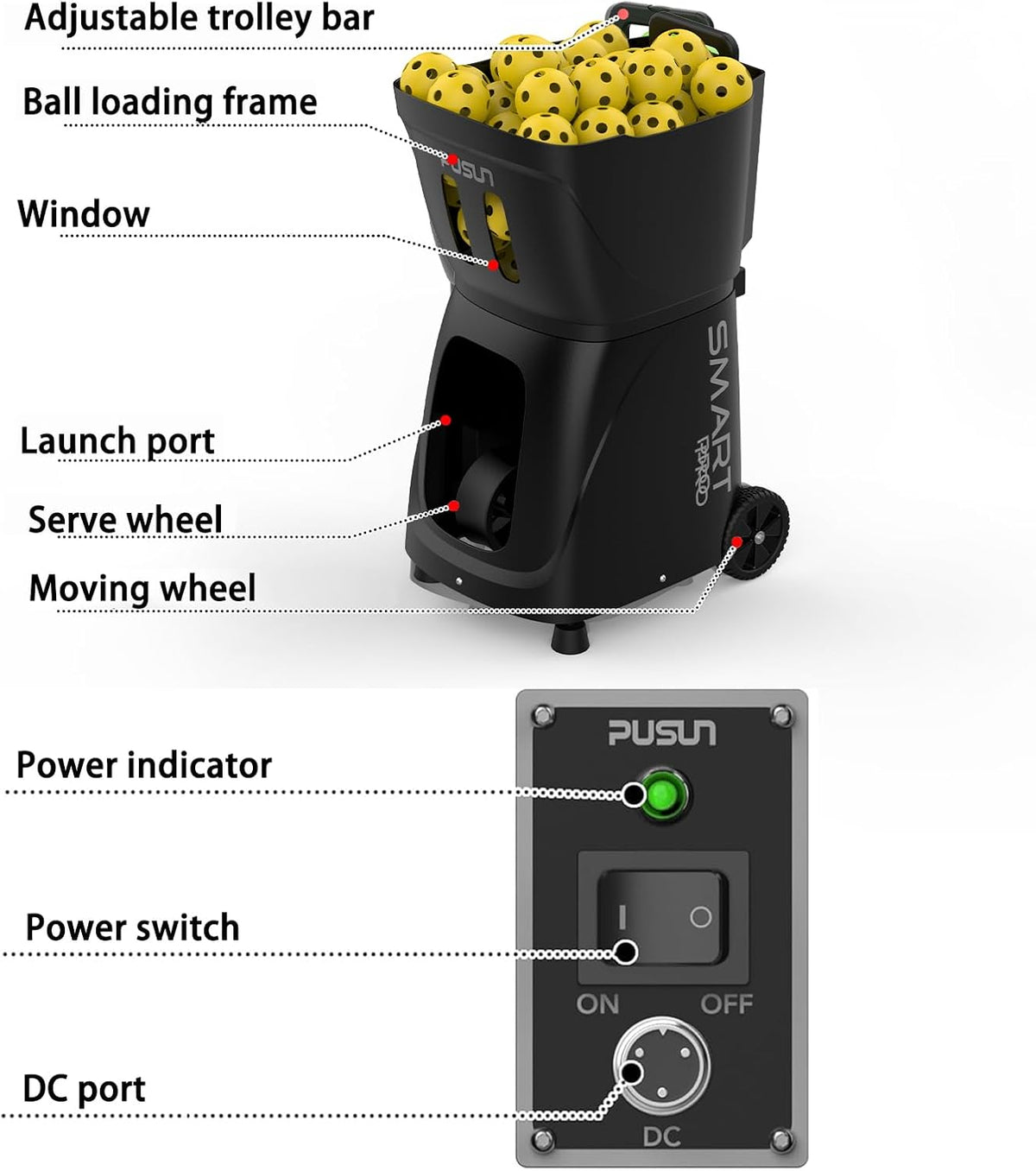 PP SMART PRO Pickleball Machine, Professional Automatic Ball Launcher with Ap...