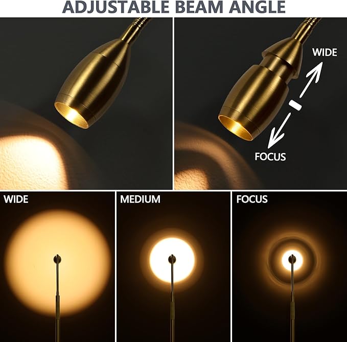 Reading Floor Lamp, Dimmable Zoomable Spotlight, Adjustable Color Beam Standing