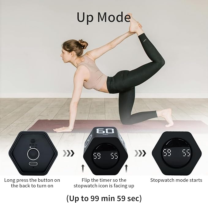 Productivity Timer Flip Gravity Sensor Cube Timer Countdown & Countup, Mu...
