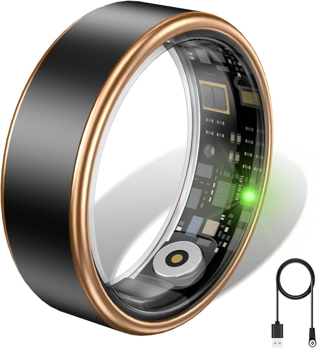 Smart Ring for Women & Men, IP68 Health Fitness Tracker (Black, 6)