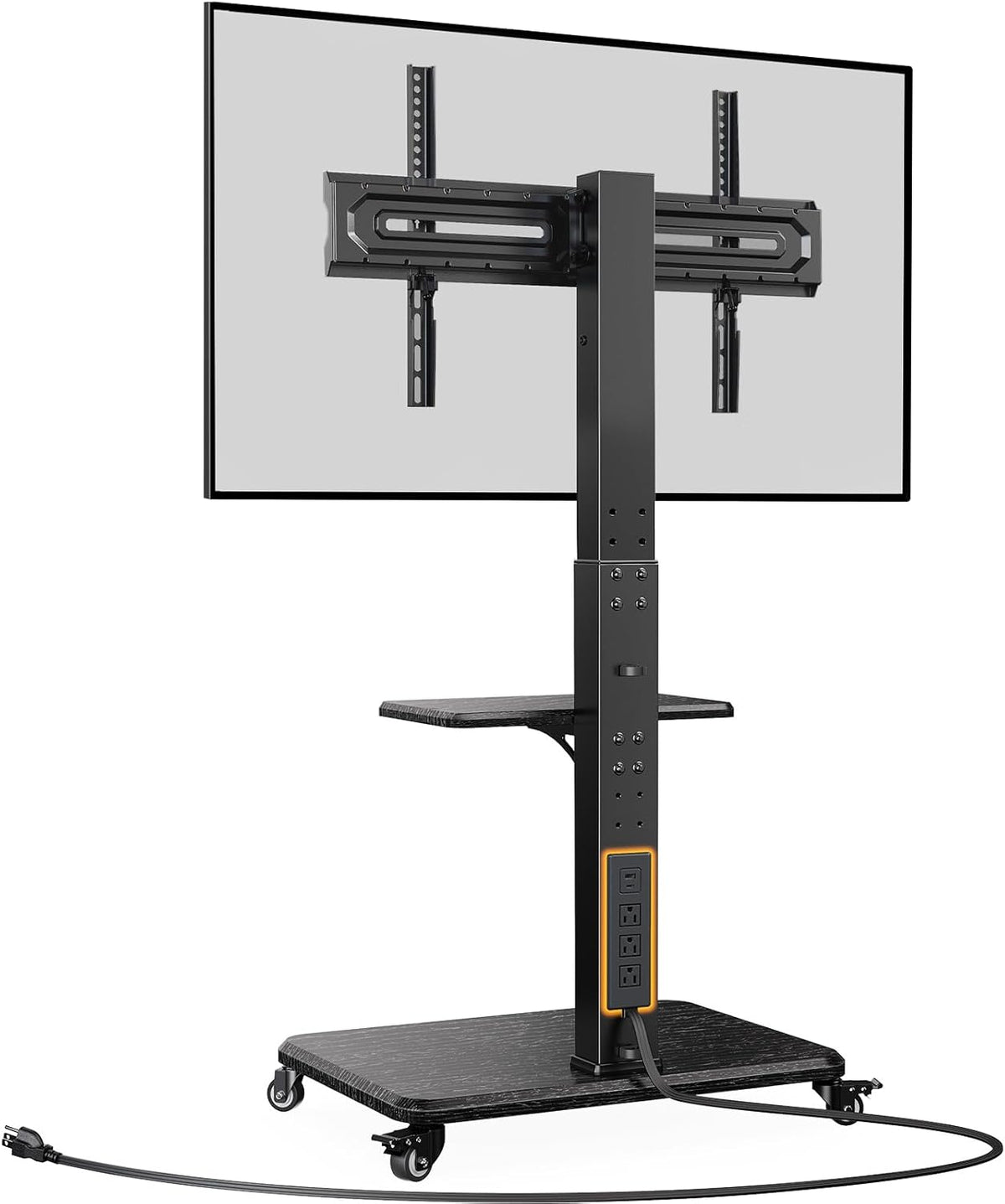 Perlegear Mobile TV Stand with Power Outlet, Tilt & Swivel Rolling TV Sta...