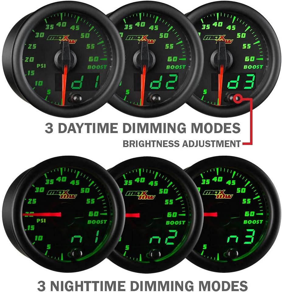 Black & Green 200 PSI Air Pressure Gauge Kit, 2-1/16" 52mm