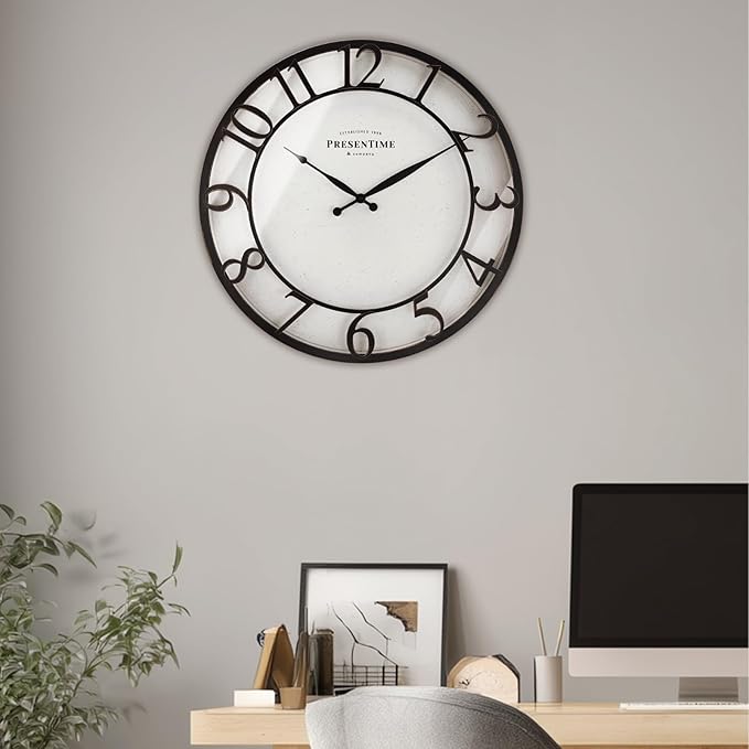 Presentime & Co 21" Farmhouse Series Wall Clock, Vintage Style, Retr...