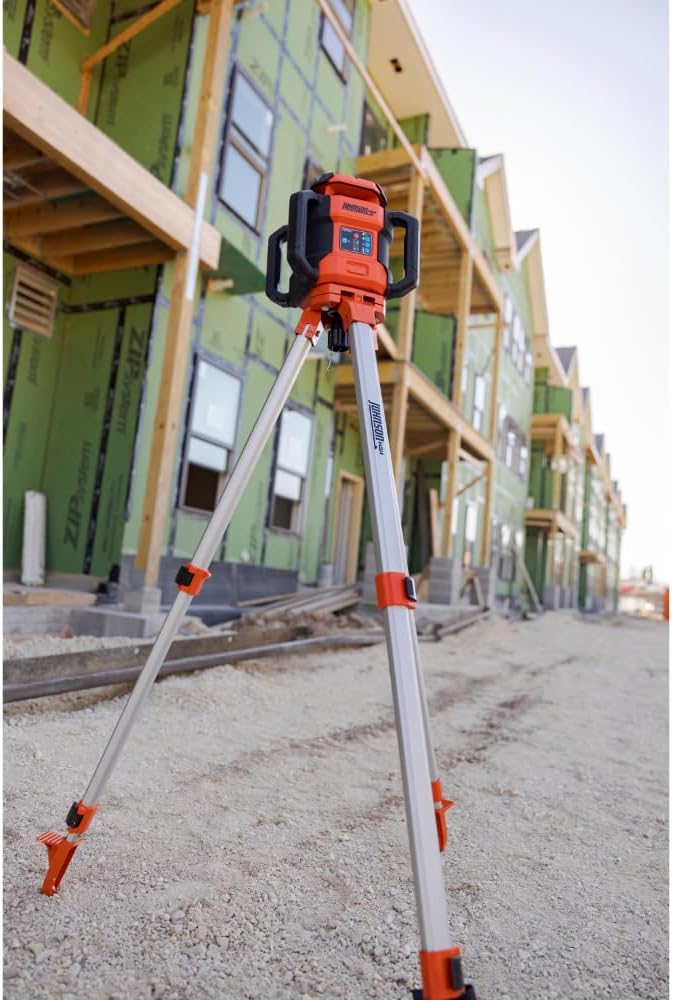 Johnson Level & Tool JRT300-RDHV-K Self-Leveling Red Dual Slope Rotary La...