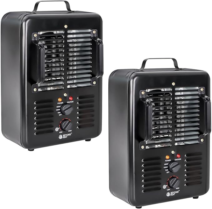 Milkhouse Space Heater, 1300W/1500W Electric Heater (2 Packs)