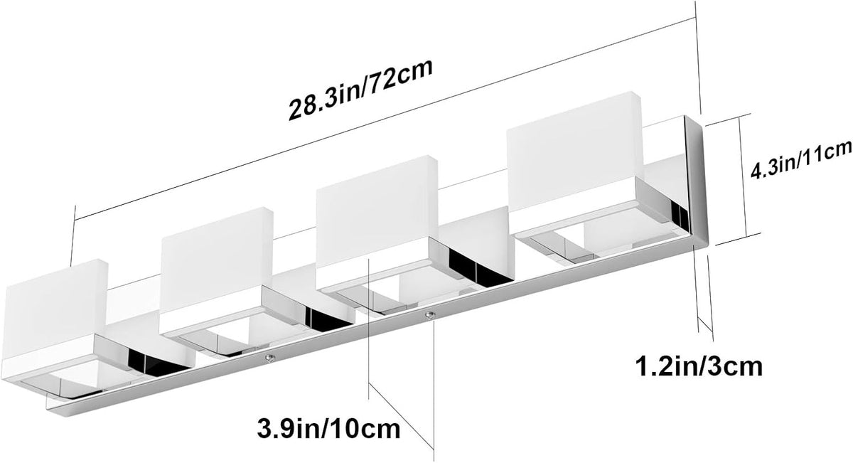 Tipace 4 Lights LED Modern Vanity Light Chrome Bathroom Lighting Fixture Up a...