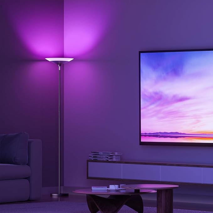 SIBRILLE RGB Torchiere Floor Lamp - 30W Dimmable LED Standing Lamp