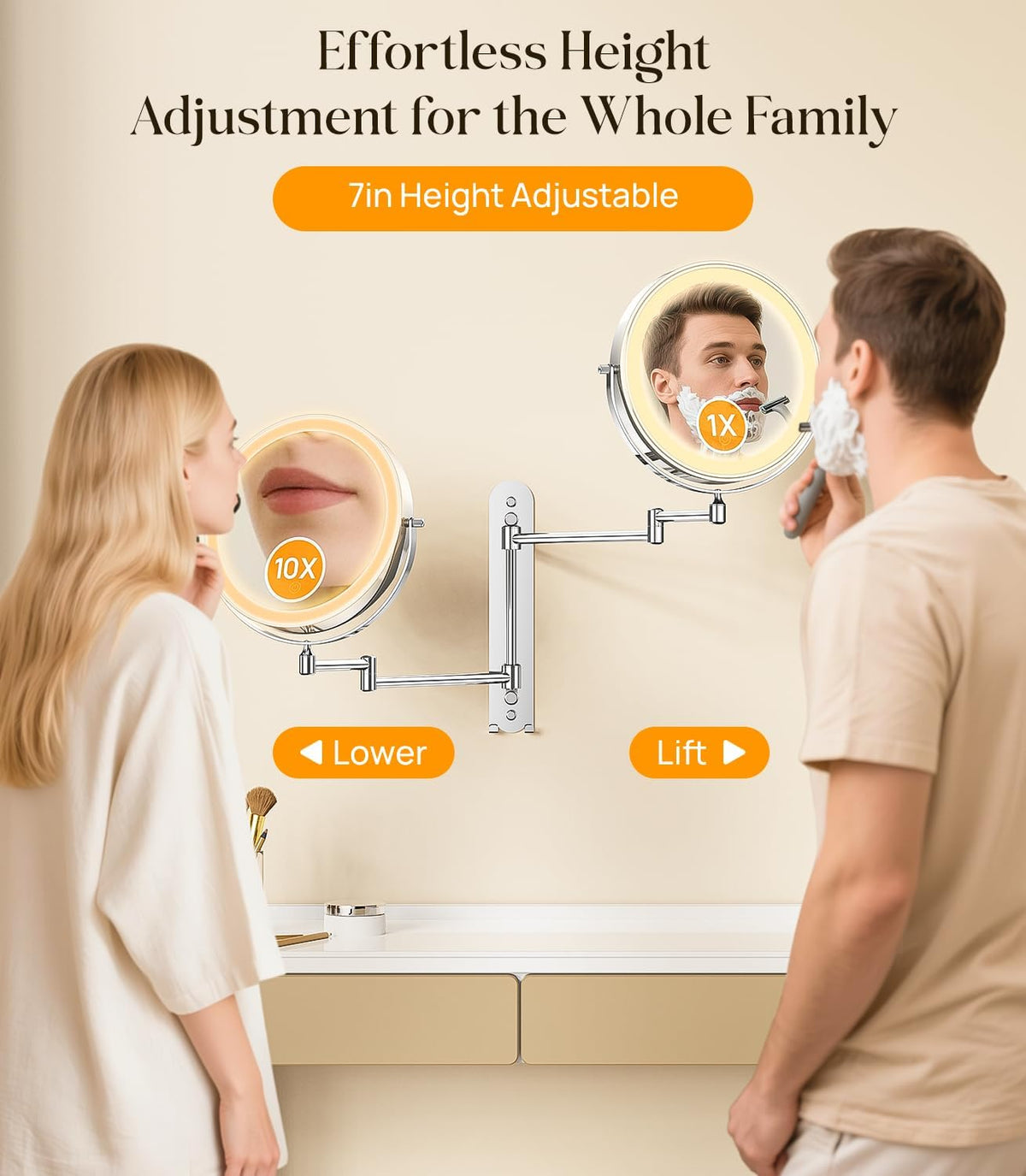 Gospire 9” Wall Mounted Makeup Mirror with Magnification 10X - Chrome | 7in H...