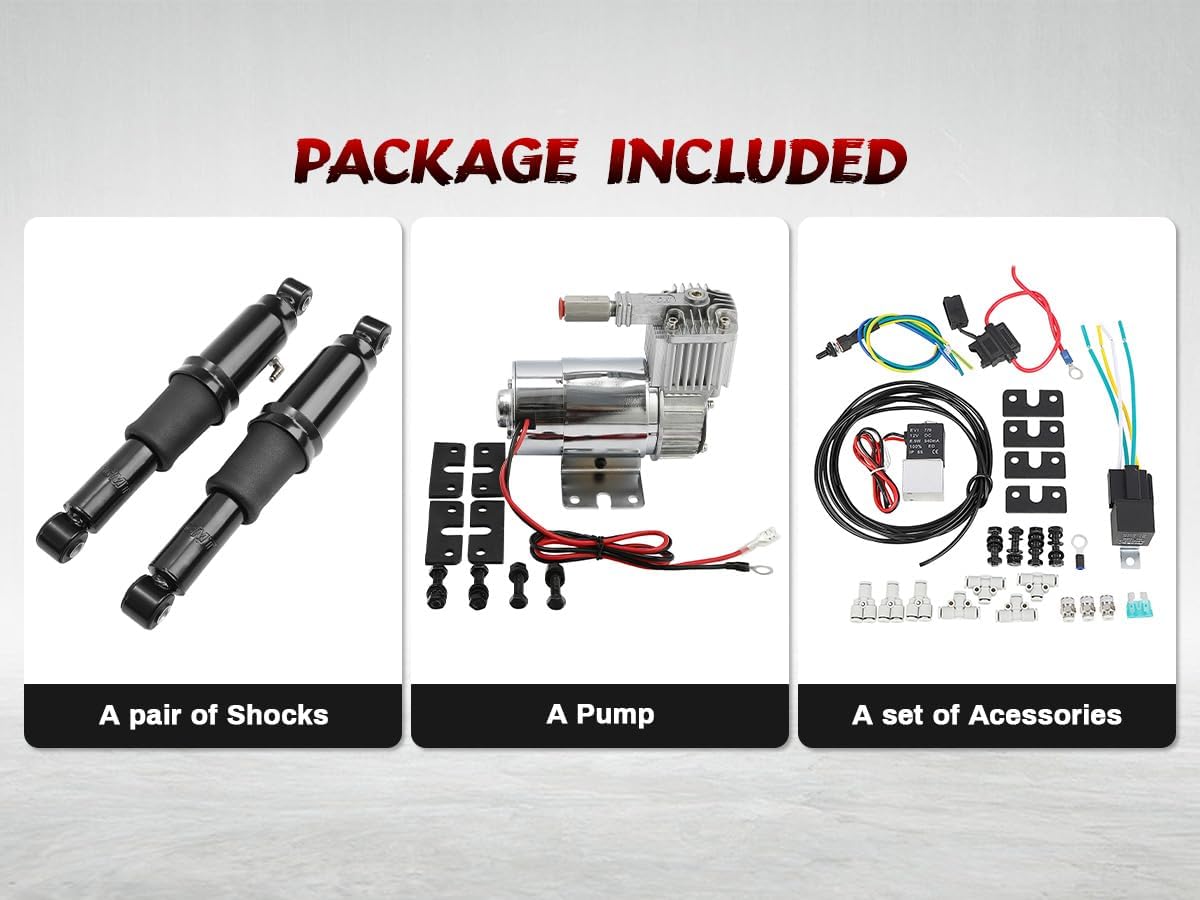 XFMT Motorcycle Adjustable Rear Air Ride Suspension Kit Shock Absorber For Ha...
