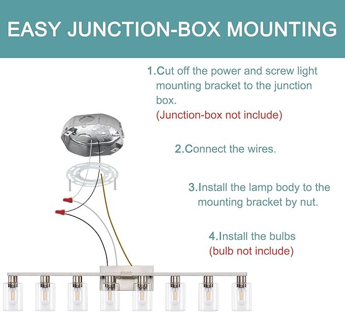 8 Light Bathroom Vanity Light, Large Brushed Nickel Vanity Lights Fixtures