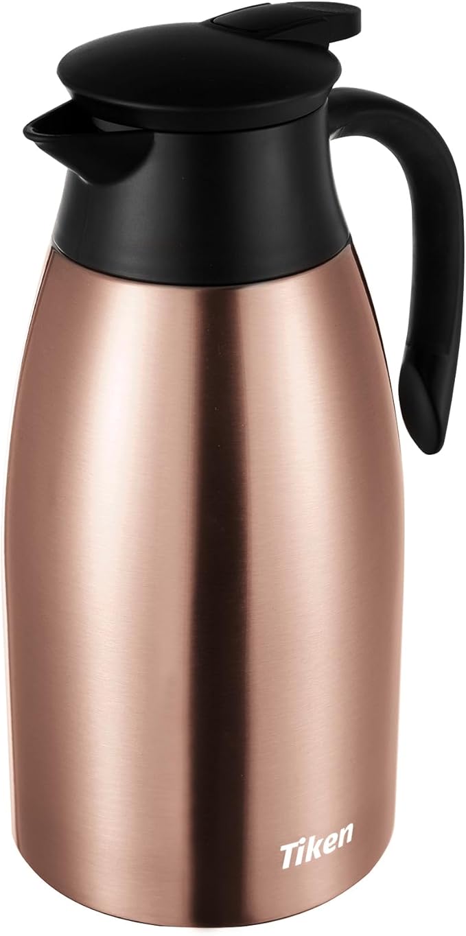 Tiken 68 Oz Thermal Coffee Carafe, Stainless Steel Insulated Vacuum Coffee