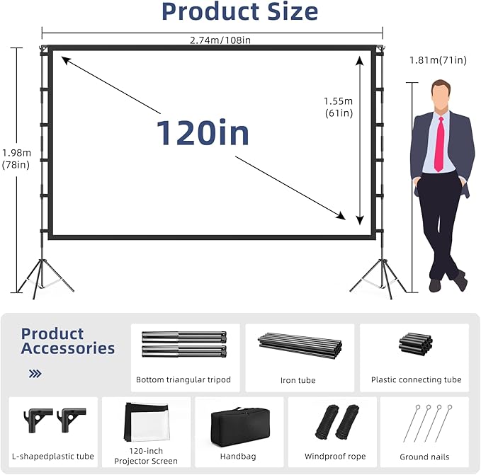Projector Screen Outdoor, Vamvo Projector Screen