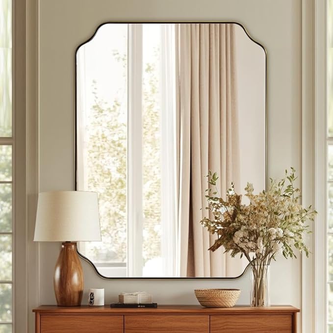 ANDY STAR 36"x48" Large Gold Mirror, Brushed Brass Rectangle Bathro...
