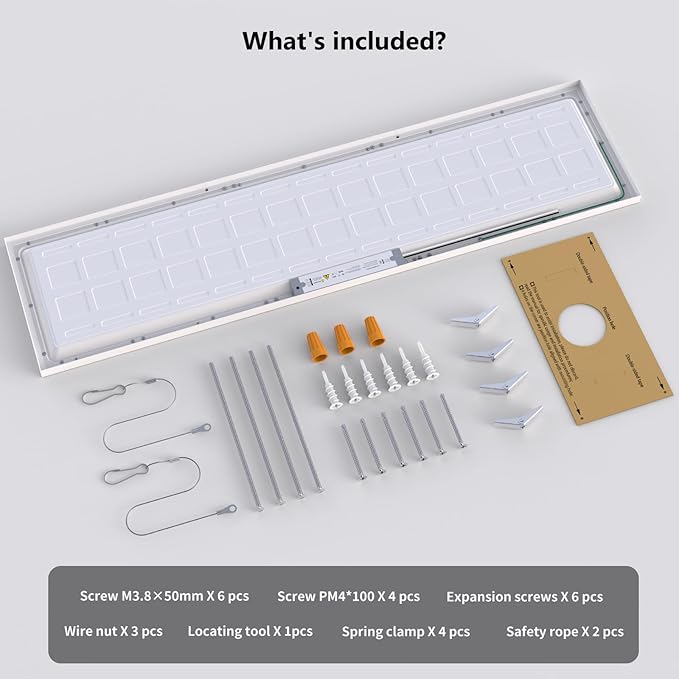 AIKVSXER 30 Pack 1x4 LED Flat Panel Light, 50W 5500LM Surface Mount Ceiling