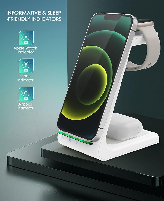 3 in 1 Wireless Charging Station, 2026 Upgraded Fast Desk Charger Station