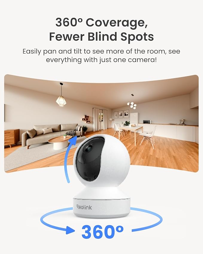 REOLINK Home Security Camera System, 4MP HD Plug-in Indoor WiFi 6 Pan Tilt Pe...