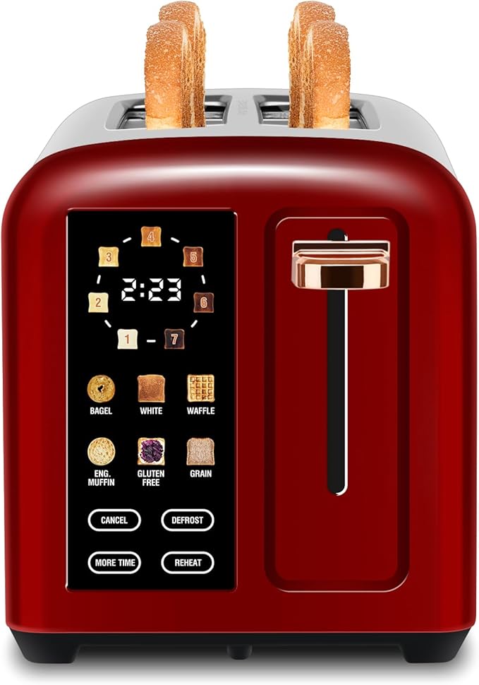 SEEDEEM Toaster 2 Slice with Touch Screen, Faster Heating Speed, 7 Shade Setting