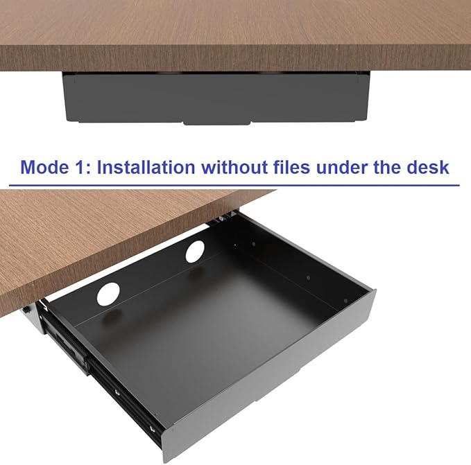 Under Desk Mounted Slide out Drawer, W 13.4" x D 9.3" Storage Organ...