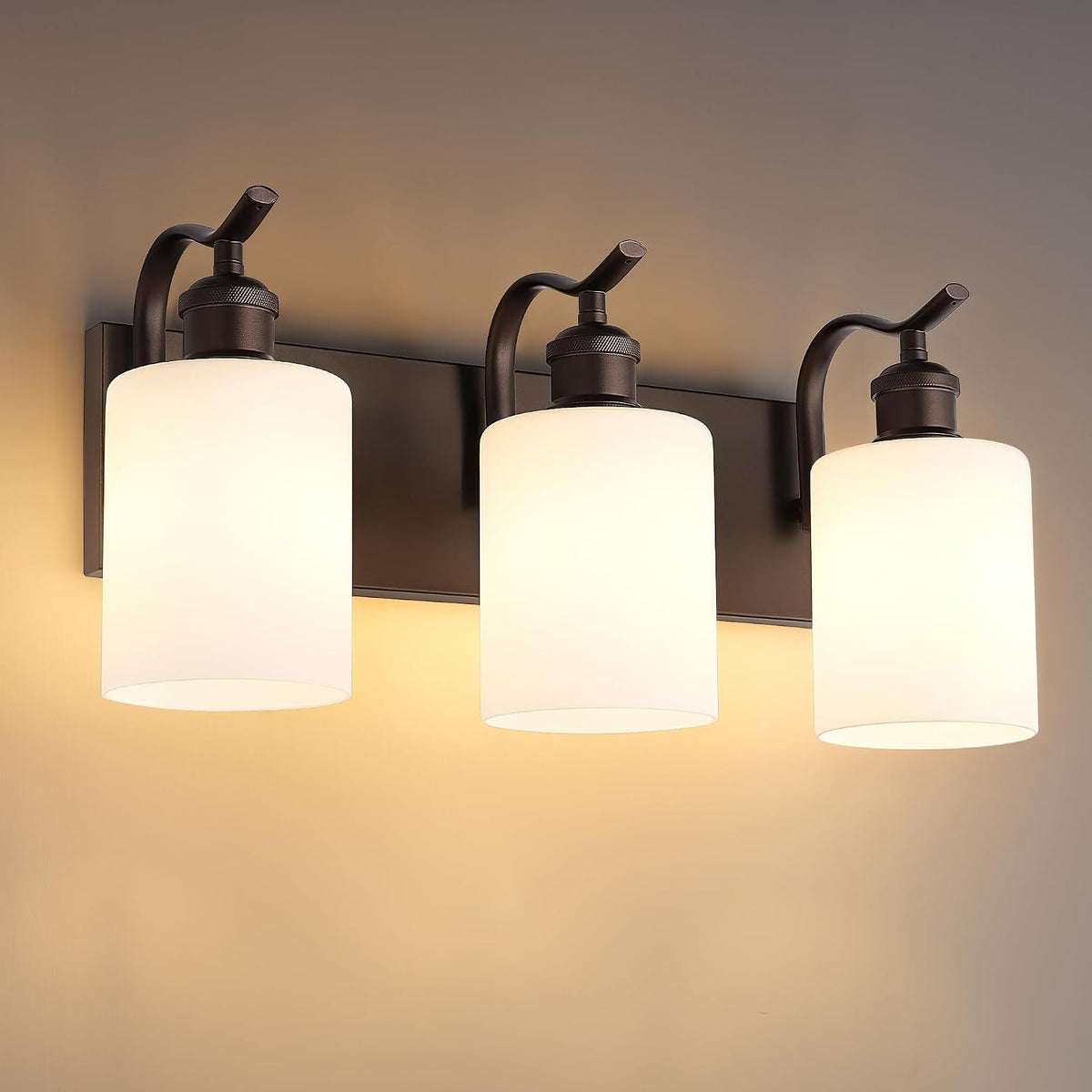 3-Light Bathroom Vanity Light,White Frosted Glass,Oil Rubbed Bronze
