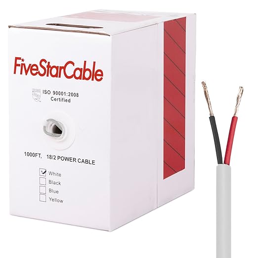 FiveStarCable 18-2 Gauge Low Voltage Stranded Cable Wire - 1000 ft