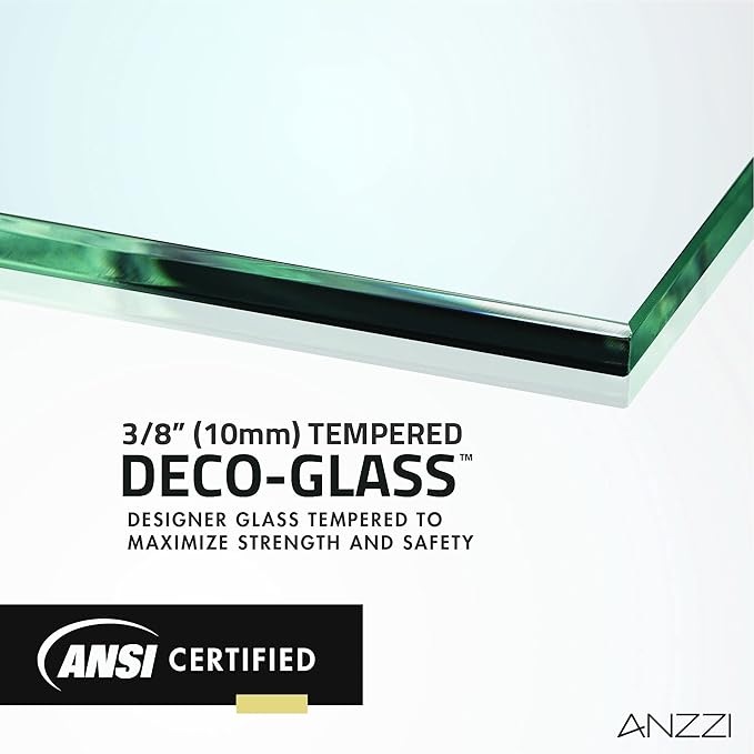ANZZI 74 X 34 Inch Frameless Fixed Glass Shower Screen Shower Door in Brushed