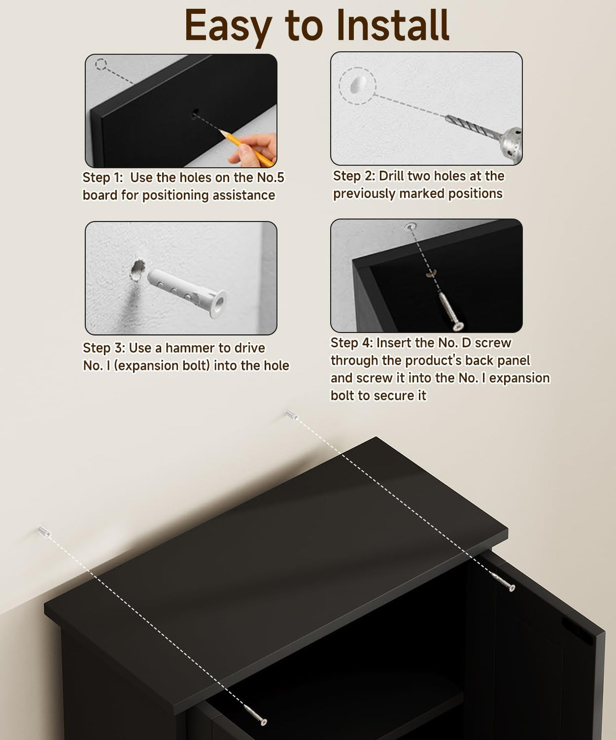 Keehusux Small Black Medicine Cabinet with 2 Barn Doors