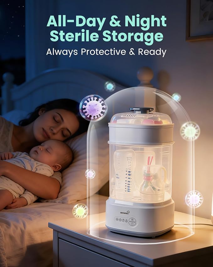GROWNSY Bottle Sterilizer and Dryer, Compact Electric Steam Baby Bottle