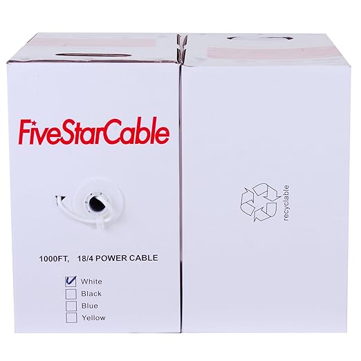 FiveStarCable 18/4 Gauge Low Voltage 4 Conductors Stranded Cable Wire - 1000 ft