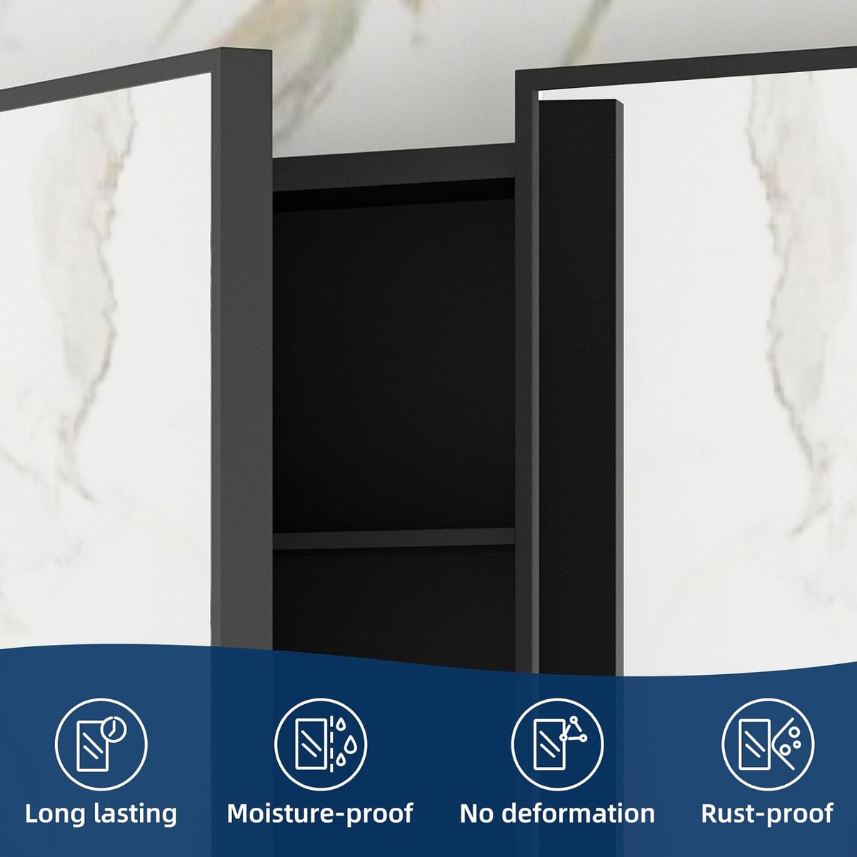 Bathroom Medicine Cabinet with Mirror 24 x 30 Inch, Black Medicine Cabinet Re...
