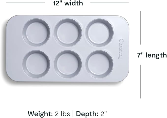 Caraway Nonstick Ceramic 6 Cup Muffin Pan Duo – Non-Toxic, PTFE & PFOA Fr...