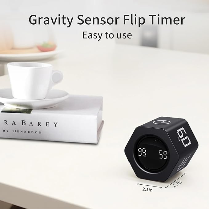 Productivity Timer Flip Gravity Sensor Cube Timer Countdown & Countup, Mu...