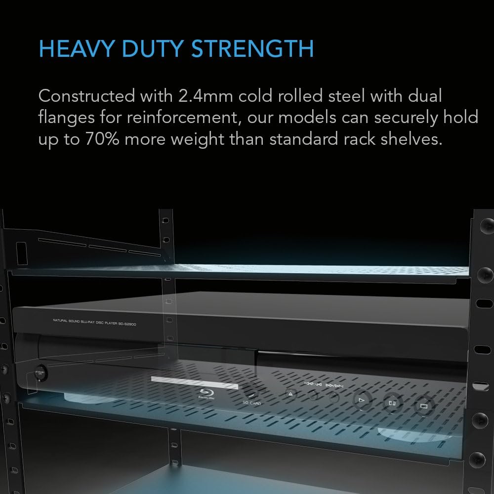 AC Infinity Vented Rack Shelf 1U, 10" Deep for 19" Servers & Racks