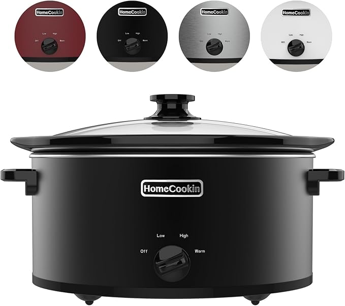 HOMECOOKIN 6 Quart Slow Cooker Oval Manual Pot Food Warmer