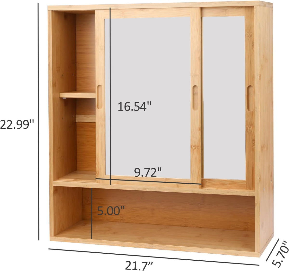 ZYBT Bamboo Bathroom Cabinet,Mirrored Medicine Cabinets,Bathroom Cabinet Wall...