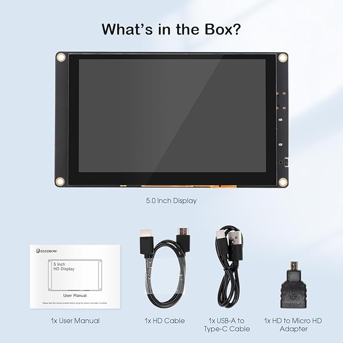 ELECROW 5 Inch Mini Touchscreen Monitor, TN Capacitive 5-Point Touch Screen