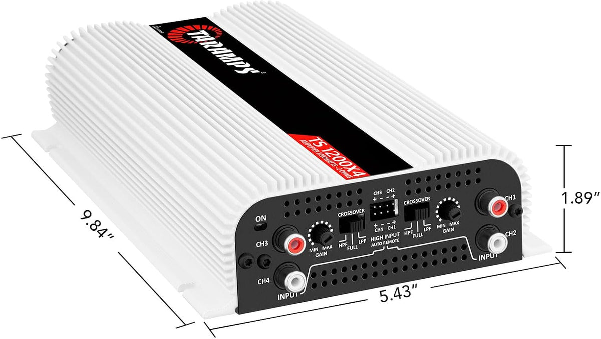 Taramps TS 1200 Watt Amp 4 Channel Amplifier Car Audio, Full Range Crossover ...