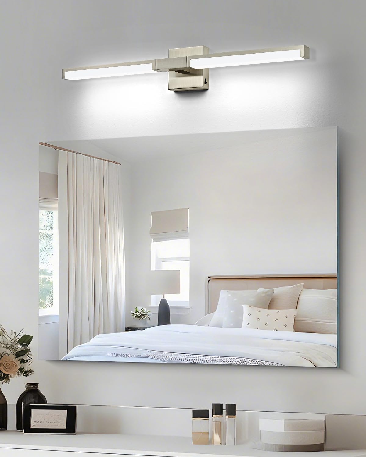 Bathroom Light Fixtures Over Mirror, 32 Inch Vanity Light Brushed Nickel
