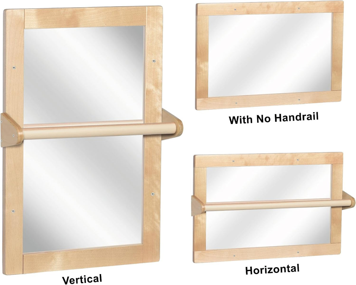 Baby Montessori Non-Shatter Sensory Safety Mirror w/ 2 Pull Up Bars | Exquisi...
