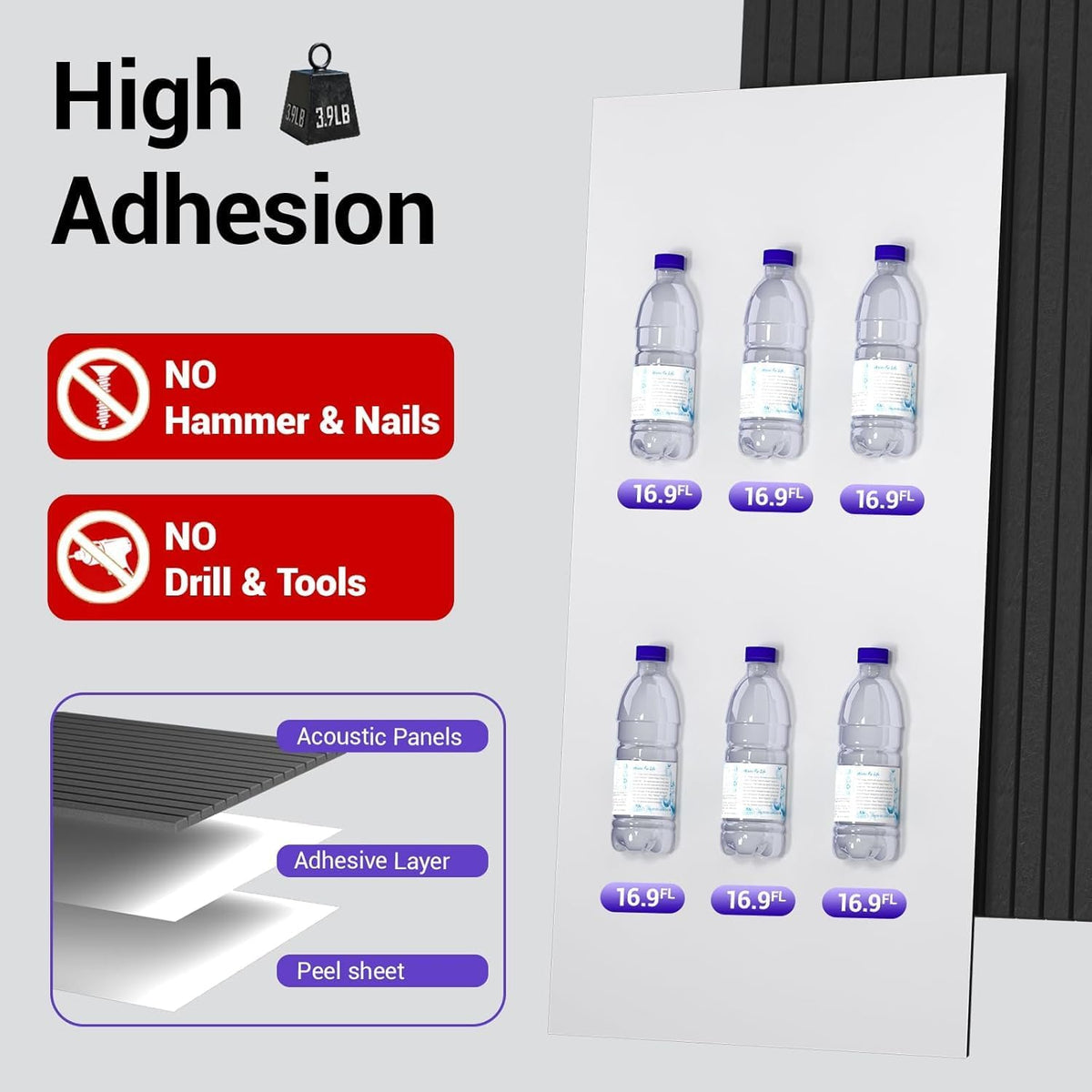 10 Pack 48x24 inch Acoustic Wall Panels-Black