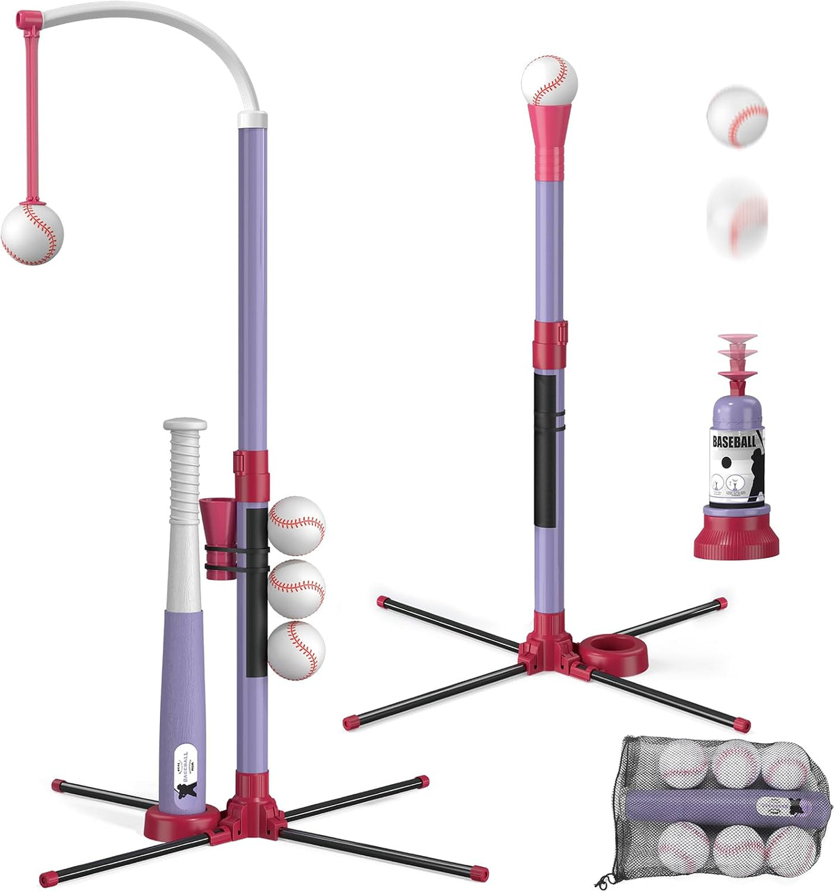 Wee Wonders 3-in-1 T Ball Set, Adjustable Height Hanging Tee Ball Set