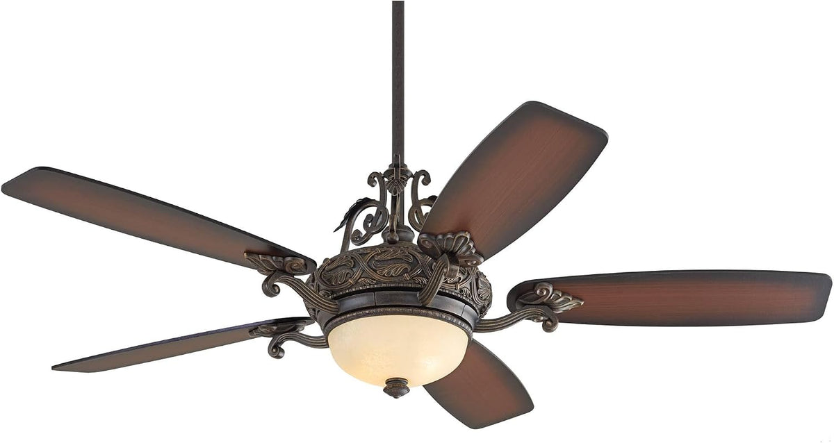 56" Esperanza Teak Bronze and Gold Indoor Ceiling Fan with LED Light Remote